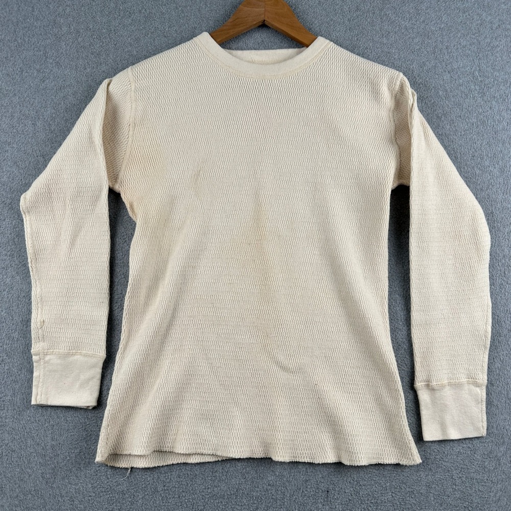 Vintage 80s Military Unity Knitting Mills Undershirt Mens XL Cream Thermal